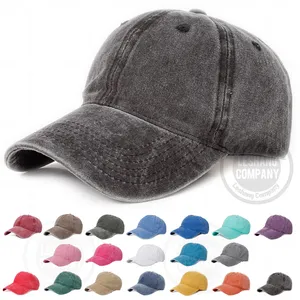 100% cotton washed distressed retro custom logo embroidery baseball cap Sunprotection vintage blank plain 6 panel dad hats