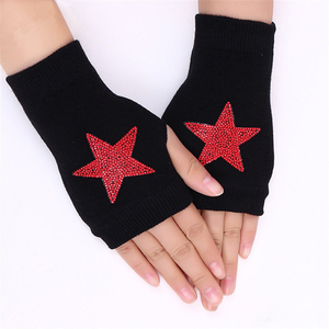 Guanti a mano lavorati a maglia in misto lana invernale personalizzati guanti da donna caldi senza dita con gioielli - Product Image 2