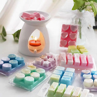 Wachsbox mit 4 Fächern, rechteckig, mit kleinem Bären-Print, aus transparentem PET-Kunststoff, für Aromatherapie-Kerzen, ätherische Öle, Gel, Einweg