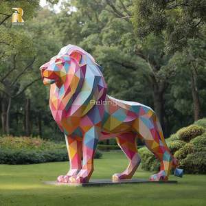 Scultura <span class=keywords><strong>di</strong></span> <span class=keywords><strong>Leone</strong></span> in Acciaio Inossidabile Personalizzata RELONG, Design Geometrico per Area <span class=keywords><strong>di</strong></span> Ricevimento Esterna - Product Image 2