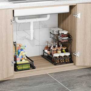 Étagère de rangement <span class=keywords><strong>sous</strong></span> l'évier WIREKING, panier coulissant, organisateur de placard, en métal et acier, pour la cuisine et la maison - Product Image 1