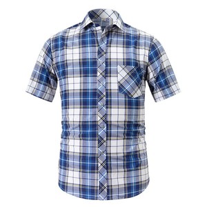 Chemise décontractée pour homme à manches courtes d'été à carreaux <span class=keywords><strong>avec</strong></span> boutons-pression perlés et une poche avant - Product Image 3