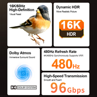 Cable HDMI 2.2 Justlink 16K, Cable de Video Trenzado de 96 Gbps, Cable HDMI 2.2 Chapado en Oro para HDTV, Monitor, Proyector, PC, Laptop
