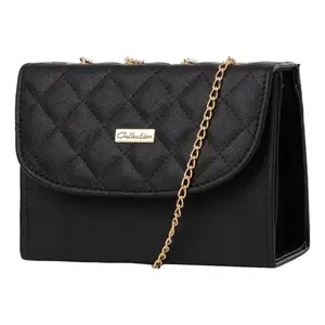 Bolso Bandolera Fana para Mujer de Ela, Negro, con Correa de Cadena con Diseño de Diamantes, para Todas las Temporadas, Material Sintético - Product Image 3