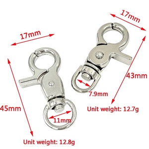 45mm Aleación de Zinc plata/dorado/Negro perro hebilla gancho Clip mosquetón giratorio mascota llavero cadena llavero - Product Image 5