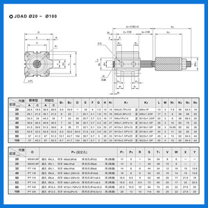 กระบอกลมนิวแมติก JDD12 แบบปรับระยะชักได้ JDAD16X20X25X32X40X50X63X80SB ตัวเรือนอะลูมิเนียม แบบทั่วไป - Product Image 3