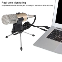 Condensador cardioide profesional Micrófono USB Estudio de grabación Electret Dispositivo con cable hecho de metal y plástico
