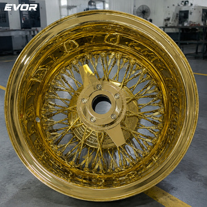 ล้อแม็กซ์ EVOR ขนาด 13x7 แบบ 72 ก้านไขว้/72 ก้านตรง/100 ก้านตรง ขอบยางสีขาว ขนาด 13 นิ้ว ซี่ลวดสีทอง - Product Image 6