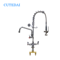 Robinet de pré-évier monocommande en laiton chromé avec douchette extractible pour équipement de restauration commerciale