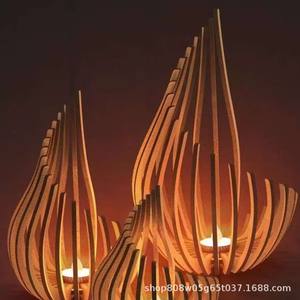 Wooden Candle Holder Tapered Shape Solid Wood Home Decoration Cup Shaped Candle Stand For Tabletop Use - Product Image 4