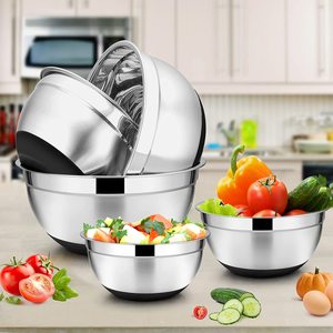 Cucina fabbrica di cottura all'ingrosso di alta qualità in acciaio inox ciotola di insalata con coperchio in Silicone nero - Product Image 4