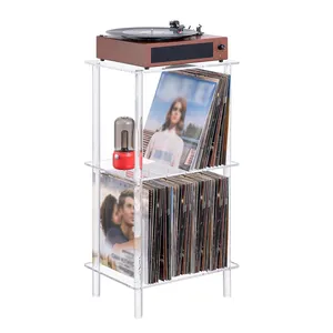 bespoke acrylic detachable record player display shelf lucite turntable stand with vinyl record holder