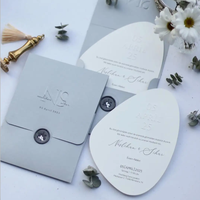 Personalizado Irregular Tarjeta de Boda Invitación 3D Papel de Arte en Relieve Impresión Digital Contenido Personalizado Forma Simple Sobre Lujoso