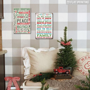 Letrero Metálico Plano con Collage de Palabras Navideñas, Impresión 2D, Decoración de Pared con Aloe Vera y Visco para Casa de Campo - Product Image 2