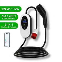 Station de recharge portable pour véhicules électriques 11kW 22kW 400V Triphasé Murale Type 2 avec Courant Réglable et Contrôle par APP – Direct Usine