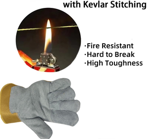 Guantes deportivos de cuero dividido de cuero de vaca de alto rendimiento Guantes de soldadura de protección de manos de seguridad industrial - Product Image 5