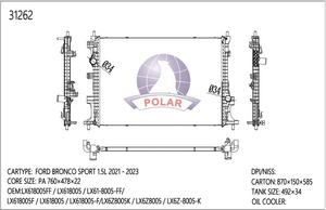 Radiador de Aluminio para Ford <span class=keywords><strong>Bronco</strong></span> Sport 21-23, Accesorios, Fábrica de Radiadores para Automóviles de China, LX618005FF LX618005 - Product Image 2