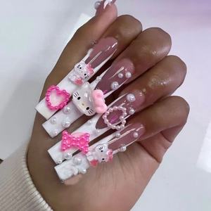 Uñas Postizas <span class=keywords><strong>XXL</strong></span> Cuadradas, 10 Piezas, Estilo Y2K, Europa y América, Hechas a Mano, para Mujer Dulce - Product Image 6