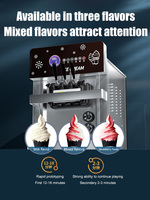Commerciële elektrische ijsmachine met drie smaken, weinig onderhoud, zwaar gebruik, soft serve machine