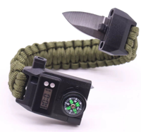 Bracelet de survie multifonctionnel en gros pour l'extérieur avec boussole et sifflet d'urgence en TPE/PVC