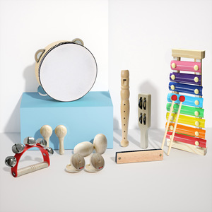 Ensemble d'instruments de percussion en bois en gros avec xylophone, tambourin, piccolo, flûte et harmonica pour l'éducation musicale et le jeu des enfants - Product Image 6