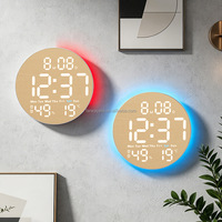 Reloj de Pared Digital LED Grande con Luz Nocturna, Temporizador de Cuenta Regresiva, Calendario Electrónico, Termómetro e Higrómetro