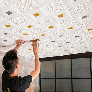 Venta al por mayor de espuma de poliestireno azulejos 3D de Pvc papel de pared Panel de techo