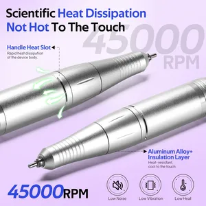 Máquina perforadora de uñas de 45000 RPM, lijadora de Gel para esmalte de uñas portátil, torno eléctrico profesional para uñas con pantalla LCD, herramientas para decoración de uñas - Product Image 3