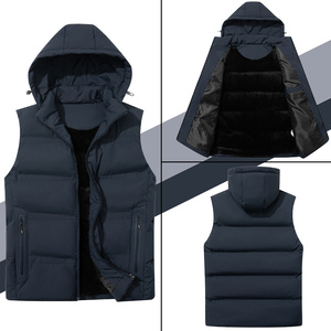 Chaqueta informal de algodón de alta calidad para hombre con capucha desmontable y cierre cálido ropa de calle de Color sólido para uso en invierno - Product Image 3