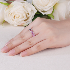 Promoción Buena entrega 18K oro sólido diamante Natural corte esmeralda Color zafiro joyería elegante anillo de lujo para regalo de cumpleaños - Product Image 2