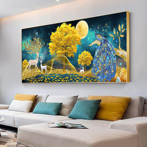 Art mural de luxe avec cadre en aluminium <span class=keywords><strong>Arbre</strong></span> de vie Cristal Porcelaine <span class=keywords><strong>Peinture</strong></span> <span class=keywords><strong>sur</strong></span> <span class=keywords><strong>toile</strong></span> Décoration murale suspendue de luxe - Product Image 4