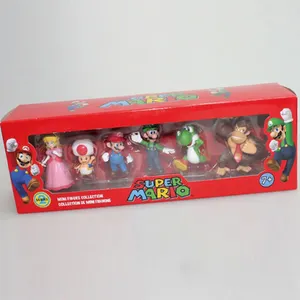 Mainan PVC Kotak Warna 2.5 Inci 8Cm untuk Hadiah Anak-anak Seri Yoshi Hongos Koopa Mainan Bowser Luigi Figur Mario