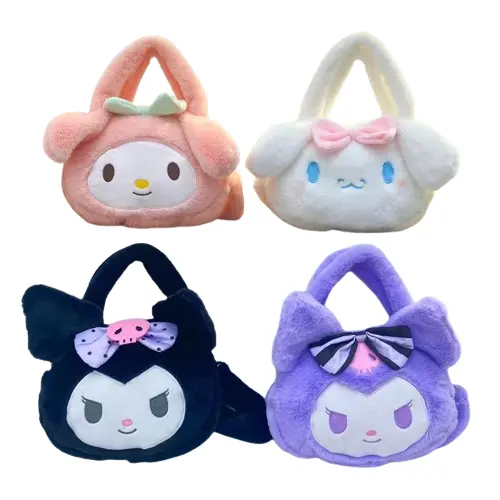 Kawaii Sanrios Plush Bag Cinnamoroll Kuromi Shoulder Bags Tote Handbags For Women Fashion Cartoon Messenger Bags Gifts