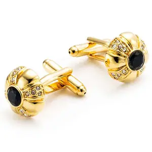 High Quality Gold Plated CZ Crystal Shirt luxury Cuff Links Cufflinks for Mens