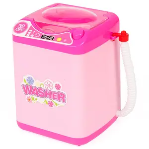 Mini aparelhos domésticos para crianças, brinquedo de máquina de lavar roupa elétrica de brinquedo com luz