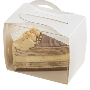 Blanc Clair Triangle Sandwich Tranche Gâteau Boîte Gâteau Au Fromage Transparent Gâteau Papier Boîtes Avec Poignée - Product Image 4
