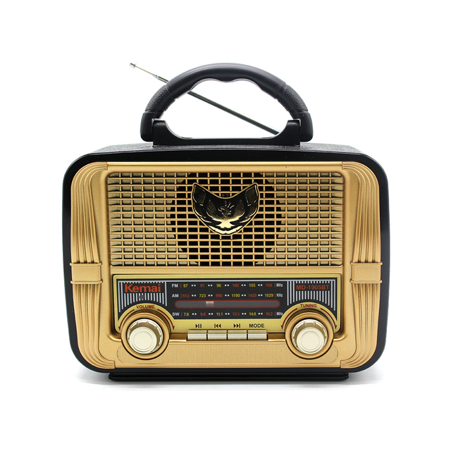 Classic Vintage Radio MD-1905BT with WIRELESS BT, Portable KEMAI Radio, USB/SD Support, FM/AM/SW, Rechargeable Battery, AC/DC