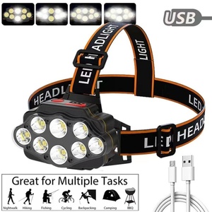 Outdoor 8 Heads Super Bright Strong Light <b>Rechargeable</b> Night Fishing Headlamp Waterproof Usb Charging Head <b>Torch</b> Lights Headlamp - Product Image 1