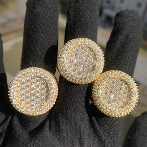 Hip Hop 18K Gold Plated Ice Out Round Shaped Band Cubic Zirconia <b>CZ</b> Diamonds Finger <b>Rings</b> for Women - Product Image 6