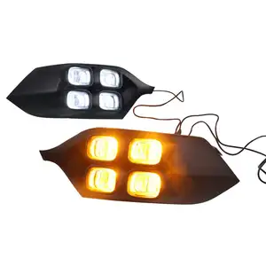 Coche parachoques delantero DRL para Mitsubishi Pajero 2015 - 2016 con amarillo Luz de niebla LED luces LED DRL