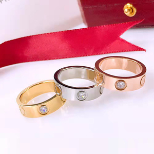 여성용 명품 브랜드 반지 18k 골드 스테인리스 스틸 레드 및 그린 반지 남성용 패션 주얼리 - Product Image 1