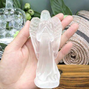 Vente en gros de pierres de guérison en sélénite naturelle Kindfull Crystal, artisanat en cristal, pierres polies sculptées, cristal de quartz de 12 cm, tendance - Product Image 3