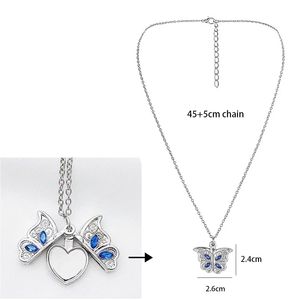Brillante CZ carino farfalla ciondolo clavicola ti amo <span class=keywords><strong>parole</strong></span> o memoria foto medaglione collana farfalla per le donne ragazza regalo - Product Image 2
