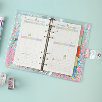 Classeur à anneaux transparent A6 en PVC, style coréen mignon et kawaii, pour agenda, journal, planificateur, classeur à feuilles mobiles, organiseur scolaire
