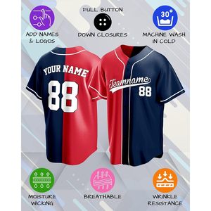 Maillot de baseball personnalisé avec nom et numéro, unisexe adulte, pour softball, impression par transfert thermique, 140 g/m² - Product Image 4