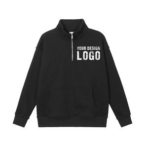 Sudadera con Capucha para Hombre, Estilo Urbano, Cierre de Cremallera, Cuello Alto, Color Sólido, Informal, de Algodón, Holgada, para Exteriores - Product Image 6