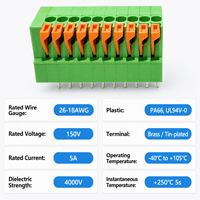 Bloc de bornes de connexion rapide sans vis pour fil de signal 141V, pas de 2,54 mm, à broches droites pour PCB