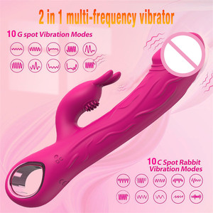 Şarj Edilebilir 10 Hızlı Klitoral Stimülasyon İtmeli Pembe Çift Motorlu Tavşan Vibratör Kadınlar İçin Seks Oyuncağı - Product Image 3