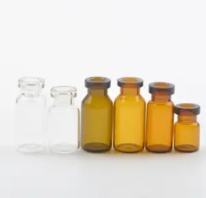 Gelas transparan Amber farmasi vaksin kosong 10 ml botol botol kaca injeksi dengan tutup aluminium