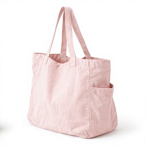 Sac fourre-tout personnalisé de haute qualité, grand sac fourre-tout en toile rose avec poche avant et poignées d'épaule pour les courses quotidiennes - Product Image 2